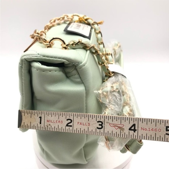 Bebe Women's Wyatt Shoulder Small Purse Bag Mint Green NWT Charms Chain Strap - Picture 8 of 9